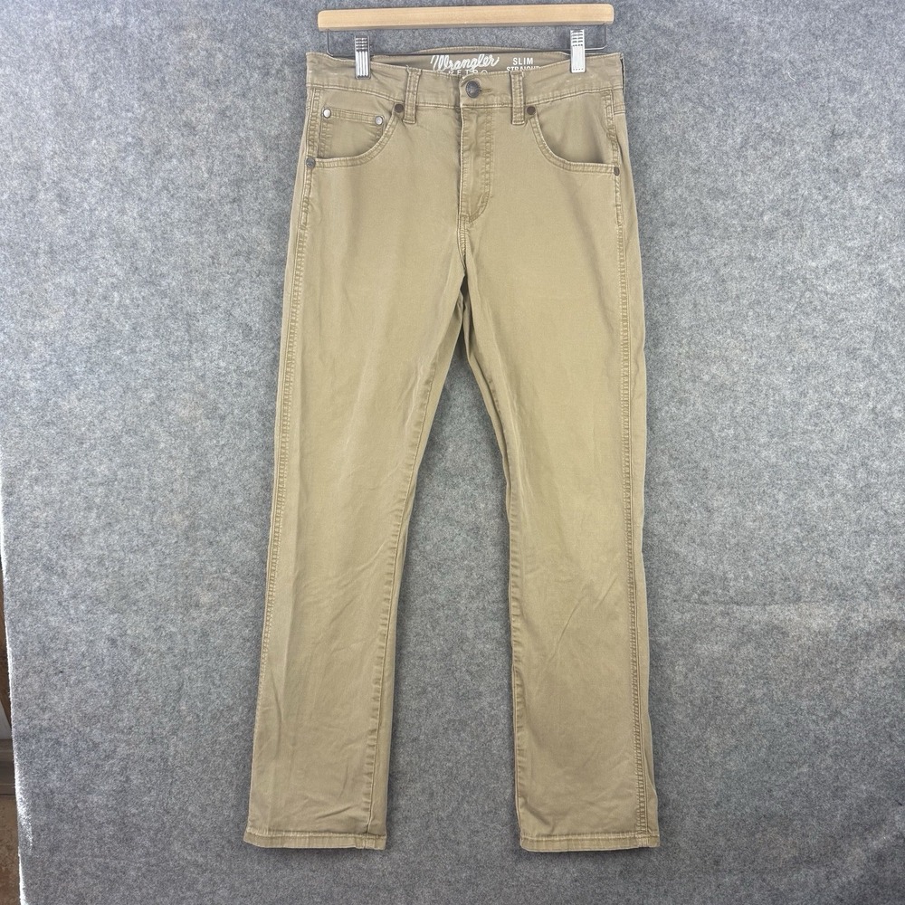 Wrangler Retro Jeans Mens 29x32 Beige Slim Straight Whiskered Western Rodeo